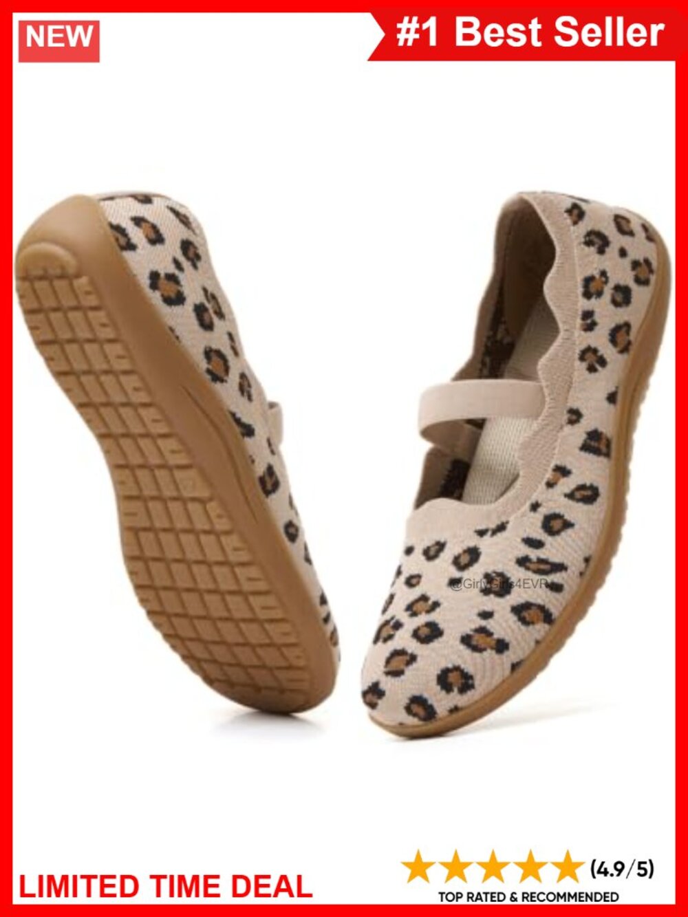 Wide Toe Box Mary Jane Flats Knit Elastic Strap Walking Shoes